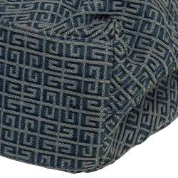 Pre Owned Givenchy Cream/Blue Monogram Canvas and Leather Hobo