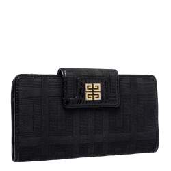 Pre Owned Givenchy Black Canvas and Leather Wallet