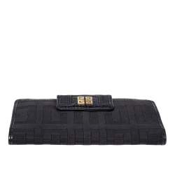 Pre Owned Givenchy Black Canvas and Leather Wallet