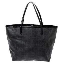 Givenchy Dark Grey/Black Coated Canvas Logo Print Antigona Shopper Tote