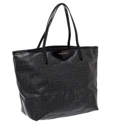 Givenchy Dark Grey/Black Coated Canvas Logo Print Antigona Shopper Tote