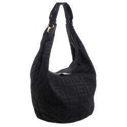 Pre Owned Givenchy Black Monogram Canvas and Leather Hobo