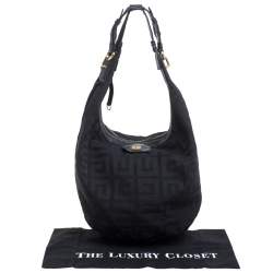 Pre Owned Givenchy Black Monogram Canvas and Leather Hobo