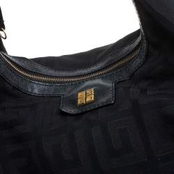 Pre Owned Givenchy Black Monogram Canvas and Leather Hobo
