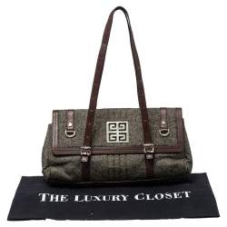 Pre Owned حقيبة ساتشل جيفنشي جلد وصوف رصاصي قلاب