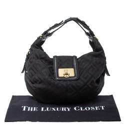 Pre Owned Givenchy Black Monogram Canvas And Leather Hobo