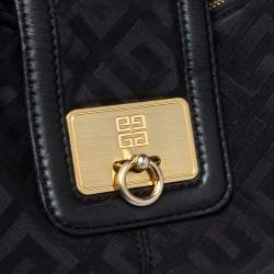 Pre Owned Givenchy Black Monogram Canvas And Leather Hobo