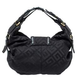 Pre Owned Givenchy Black Monogram Canvas And Leather Hobo