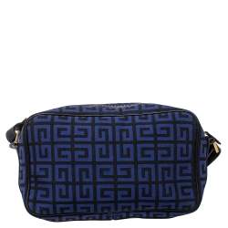 Pre Owned Givenchy Blue/Black Canvas and Leather Shoulder Bag