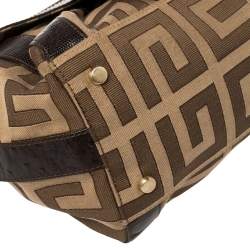 Pre Owned حقيبة جيفنشي كانفاس مونوغرامي بيج/بني وجلد منقوش بإبزيم ويد علوية