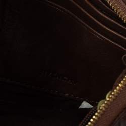 Pre Owned Givenchy Brown Crinkled Leather Top Zip Wallet