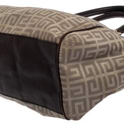 Givenchy Dark Brown/White Monogram Canvas and Leather Double Zip Tote
