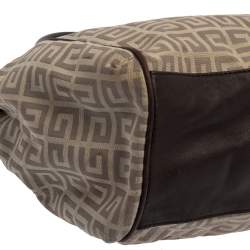 Givenchy Dark Brown/White Monogram Canvas and Leather Double Zip Tote