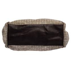 Givenchy Dark Brown/White Monogram Canvas and Leather Double Zip Tote