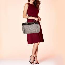 Givenchy Dark Brown/White Monogram Canvas and Leather Double Zip Tote