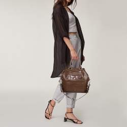 Pre Owned حقيبة يد جيفنشي جلد نقشة التمساح بني  