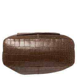 Pre Owned حقيبة يد جيفنشي جلد نقشة التمساح بني  