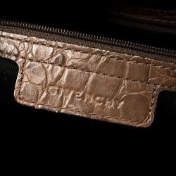 Pre Owned حقيبة يد جيفنشي جلد نقشة التمساح بني  