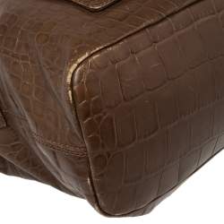 Pre Owned حقيبة يد جيفنشي جلد نقشة التمساح بني  