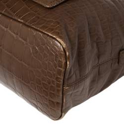 Pre Owned حقيبة يد جيفنشي جلد نقشة التمساح بني  