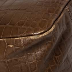 Pre Owned حقيبة يد جيفنشي جلد نقشة التمساح بني  