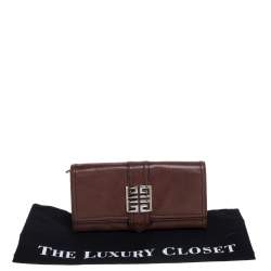 مملوكة مسبقًا Givenchy Brown Leather Flap Continental Wallet