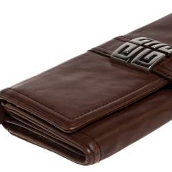 مملوكة مسبقًا Givenchy Brown Leather Flap Continental Wallet