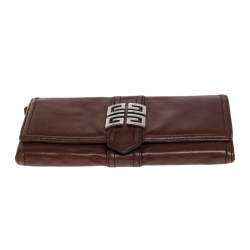 مملوكة مسبقًا Givenchy Brown Leather Flap Continental Wallet