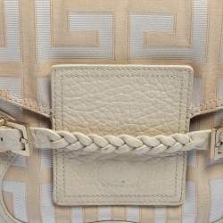 Pre Owned حقيبة جيفنشي باغويت قلاب جلد وكانفاس مونوغرامي بيج/ كريمي