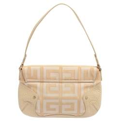 Pre Owned حقيبة جيفنشي باغويت قلاب جلد وكانفاس مونوغرامي بيج/ كريمي