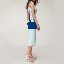 Pre Owned Givenchy Blue Leather Mini Horizon Crossbody Bag