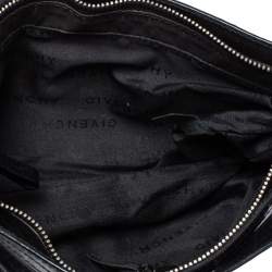 Pre Owned Givenchy Black Leather Logo Metal Baguette Shoulder Bag