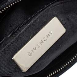 Pre Owned Givenchy Black Leather Logo Metal Baguette Shoulder Bag