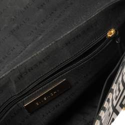 Pre Owned Givenchy Black Monogram Canvas and Leather Double Buckle Flap Shoulder Bag