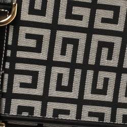 Pre Owned Givenchy Black Monogram Canvas and Leather Double Buckle Flap Shoulder Bag