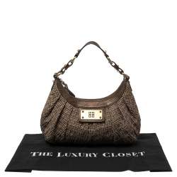 Pre Owned Givenchy Brown Logo Print Canvas And Leather Hobo 