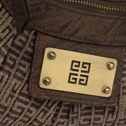 Pre Owned Givenchy Brown Logo Print Canvas And Leather Hobo 