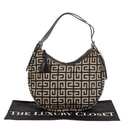 Pre Owned Givenchy Grey/Black Monogram Canvas and Leather Hobo