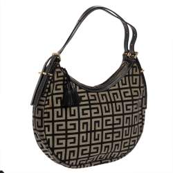 Pre Owned Givenchy Grey/Black Monogram Canvas and Leather Hobo