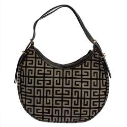 Pre Owned Givenchy Grey/Black Monogram Canvas and Leather Hobo