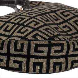 Pre Owned Givenchy Grey/Black Monogram Canvas and Leather Hobo