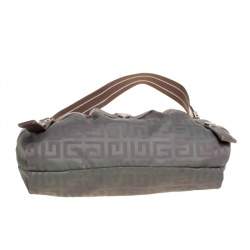 Pre Owned Givenchy Green/Brown Monogram Fabric and Leather Clasp Flap Hobo