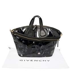 Pre Owned Givenchy Black Panther Print Patent and Leather Medium Nightingale Satchel