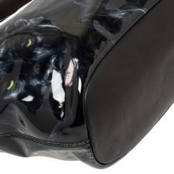 Pre Owned Givenchy Black Panther Print Patent and Leather Medium Nightingale Satchel