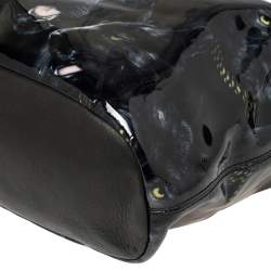 Pre Owned Givenchy Black Panther Print Patent and Leather Medium Nightingale Satchel