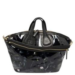Pre Owned Givenchy Black Panther Print Patent and Leather Medium Nightingale Satchel