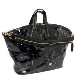 Pre Owned Givenchy Black Panther Print Patent and Leather Medium Nightingale Satchel