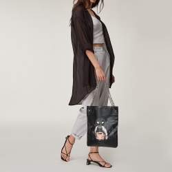 Pre Owned Givenchy Black Leather Rottweiler Chain Tote