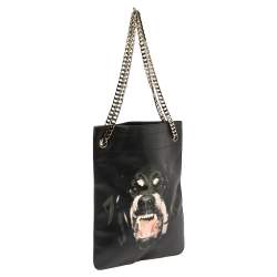 Pre Owned Givenchy Black Leather Rottweiler Chain Tote