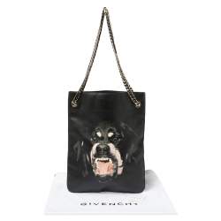 Pre Owned Givenchy Black Leather Rottweiler Chain Tote